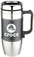 Travel Mugs: 16oz Steel Travel Mugs with Leather Wrap